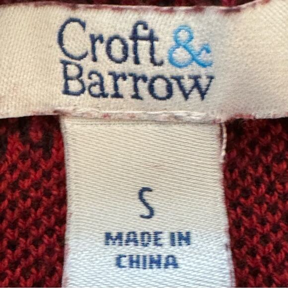 Croft & Barrow red black buffalo plaid open front sweater size small S
 b18 - Picture 2 of 4